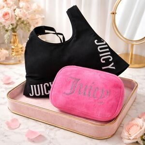 Juicy Couture Black Sports Bra and Pink Pouch Set
